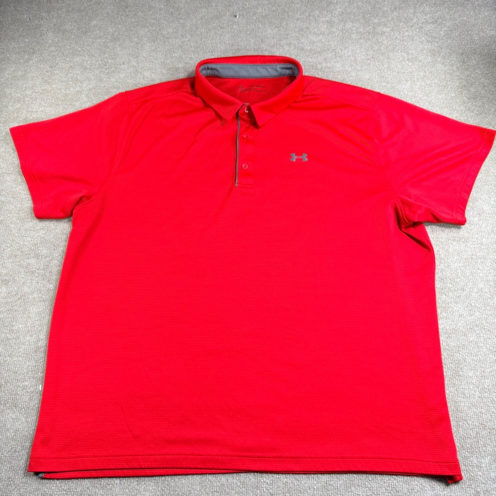 Under Armour Mens 4XL Red Loose Fit Short Sleeve Golf Tech Polo Shirt‎